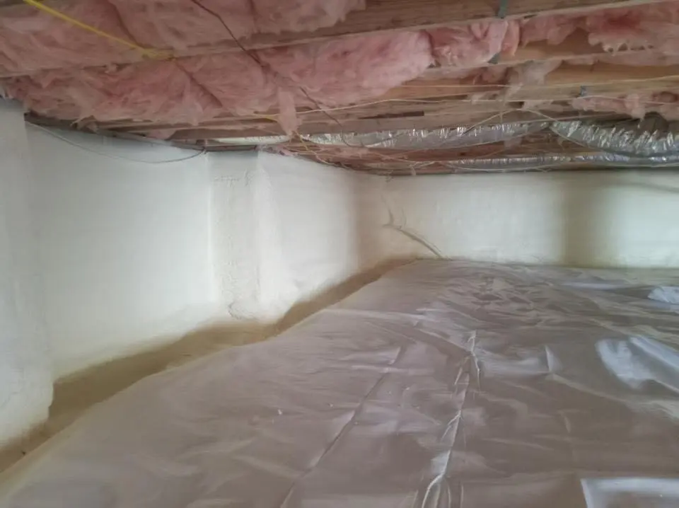 Crawl space encapsulation with closed-cell spray foam for Attic Insulation in Kingsbury